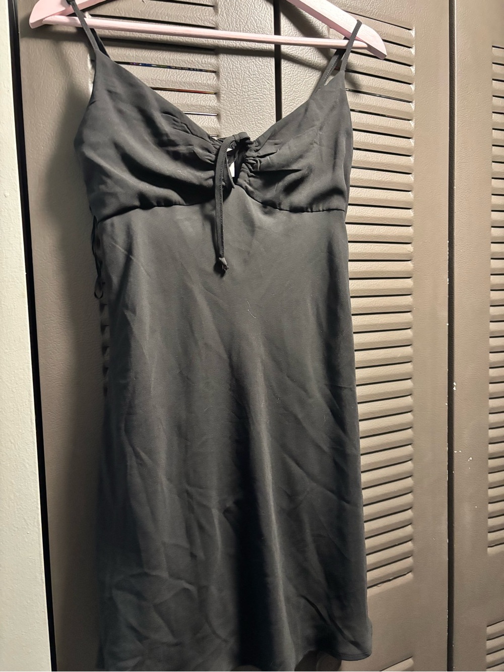 Francesca's Collections Black Mini Slip Dress with Tie-Front